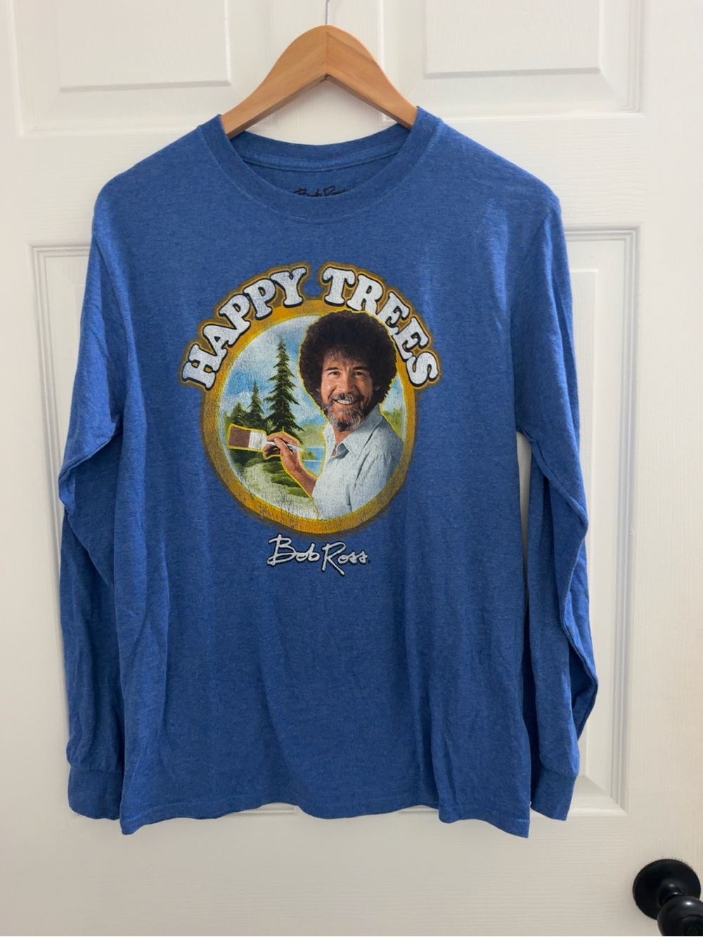 Bob Ross 'Happy Trees' Long Sleeve Tee - Blue